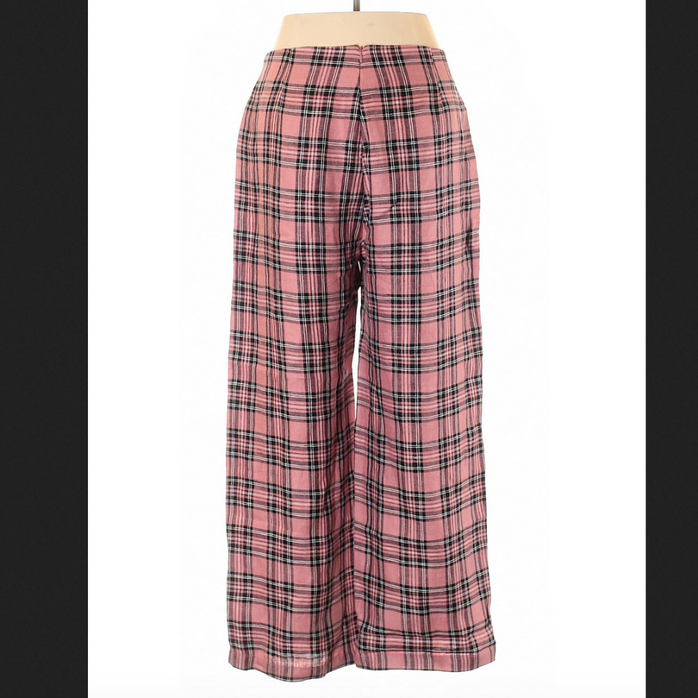 Reformation Pink Linen Plaid Pants 12 (NWT) - Picture 2 of 2